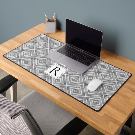 Abstract geometrisch grijs patroon en monogram bureaumat (Kantoor 2)