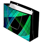 Abstract, geometrisch, groen, blauw, zwart groot cadeauzakje (Voorkant Gekanteld)
