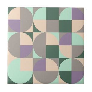 Abstract geometrisch groen lavendelbeige tegeltje