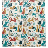 Abstract geometrisch kattenpatroon douchegordijn (Voorkant)