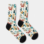 Abstract geometrisch kattenpatroon sokken (Rechts)
