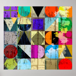 Abstract geometrisch: lijnen en spatten poster