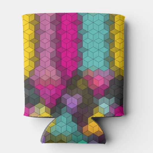 Abstract geometrisch modern hexagon vormt mozaïek blikjeskoeler (Achterkant)