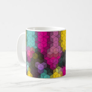 Abstract geometrisch modern hexagon vormt mozaïek koffiemok