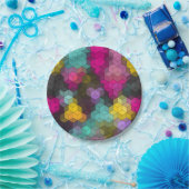 Abstract geometrisch modern hexagon vormt mozaïek papieren bordje (Feest)