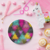 Abstract geometrisch modern hexagon vormt mozaïek papieren bordje (Feest)