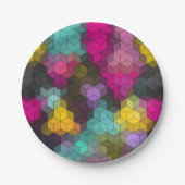 Abstract geometrisch modern hexagon vormt mozaïek papieren bordje (Voorkant)
