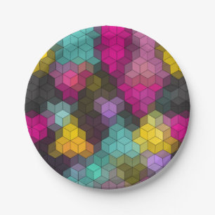 Abstract geometrisch modern hexagon vormt mozaïek papieren bordje