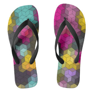 Abstract geometrisch modern hexagon vormt mozaïek teenslippers