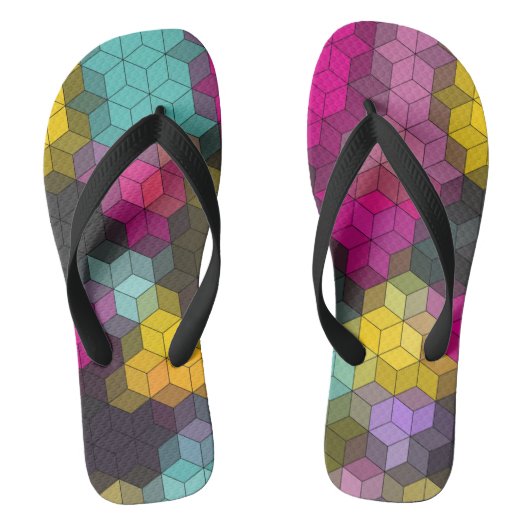 Abstract geometrisch modern hexagon vormt mozaïek teenslippers (Voetbed)