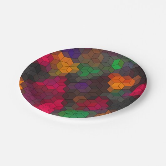 Abstract geometrisch modern hexagon vormt mozaïekm papieren bordje (Gekanteld)