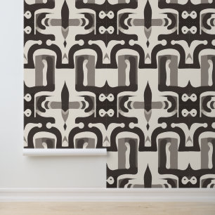 Abstract geometrisch monochroom kunstpatroon behang