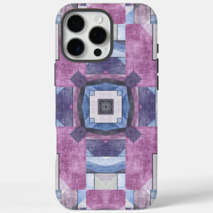 Abstract geometrisch mozaïek Paars, Blauw en Grijs iPhone 16 Pro Max Hoesje