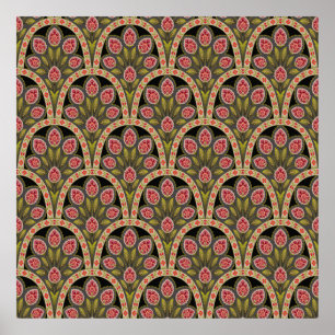 abstract geometrisch Mughal motief bloempatroon ku Poster