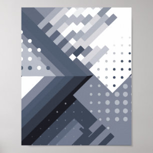 Abstract geometrisch ontwerp in grijze tinten poster