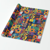 Abstract Geometrisch Patchwork Afro-Amerikaans Cad Cadeaupapier (Uitgerold)