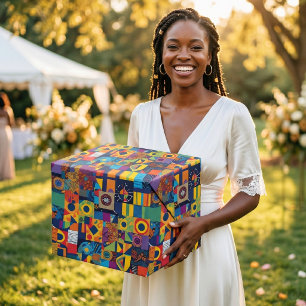 Abstract Geometrisch Patchwork Afro-Amerikaans Cad Cadeaupapier