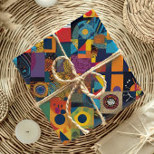 Abstract Geometrisch Patchwork Afro-Amerikaans Cad Cadeaupapier