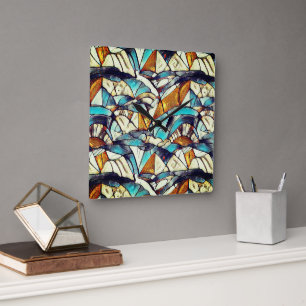 Abstract geometrisch patroon 40 - Wandklok Vierkante Klok