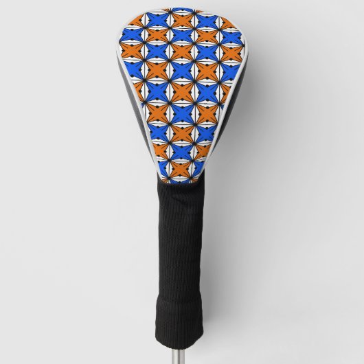 Abstract geometrisch patroon - blauw en oranje. golfheadcover (Voorkant)