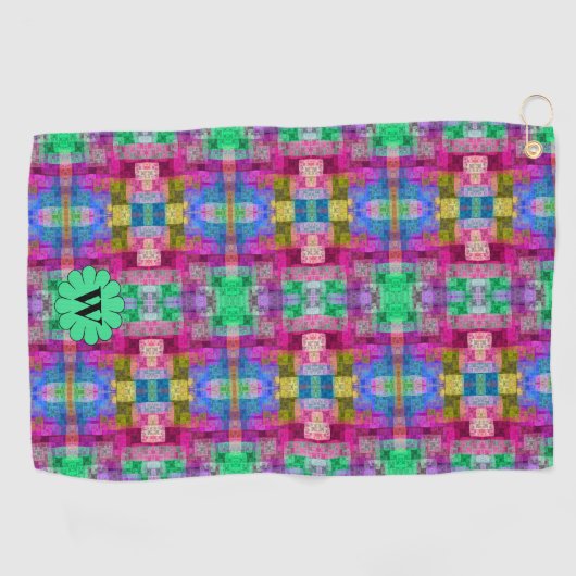 Abstract geometrisch patroon, blauw, roze, aangepa golfhanddoek (Horizontaal)