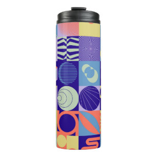 Abstract geometrisch patroon gemaakt met eenvoudig thermosbeker