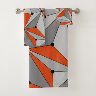 Abstract geometrisch patroon - grijs en oranje. bad handdoek