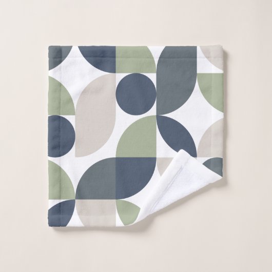 Abstract geometrisch patroon grijs groen midden ee bad handdoek (Wasdoekje)