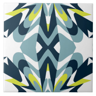 Abstract geometrisch patroon in marineblauw, turqu tegeltje