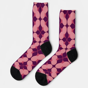 Abstract geometrisch patroon in roze en paarse tin sokken