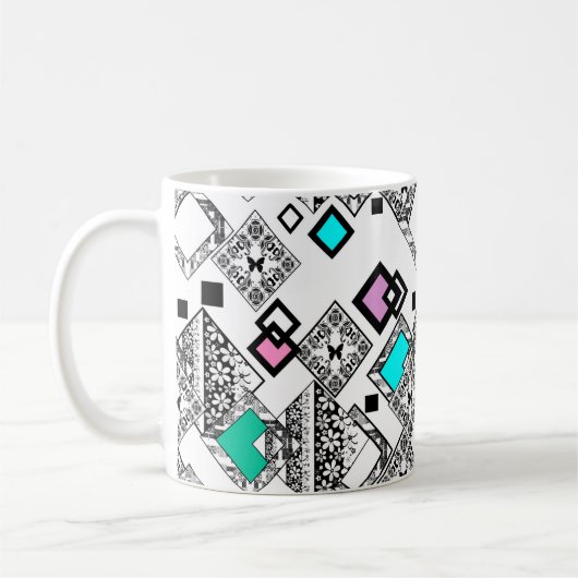 Abstract geometrisch patroon koffiemok (Links)