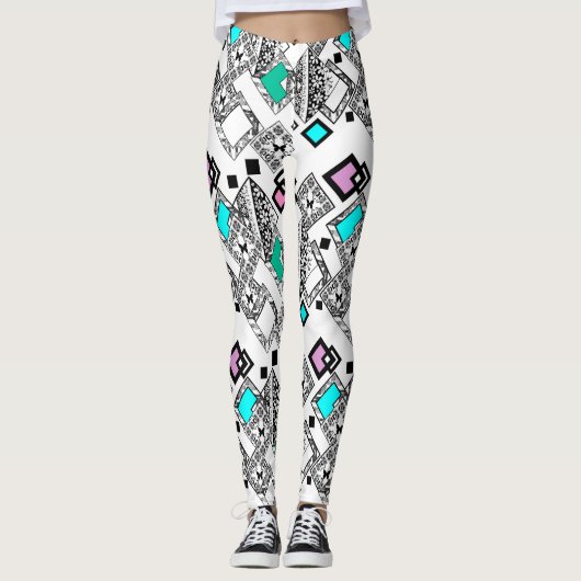 Abstract geometrisch patroon leggings (Voorkant)