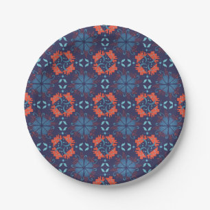 Abstract geometrisch patroon met afwisselend rode papieren bordje