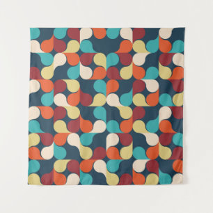 Abstract geometrisch patroon met bladeren, druppel wandkleed