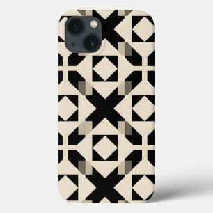 Abstract geometrisch patroon met contrasterend zwa iPhone 13 hoesje
