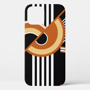 Abstract geometrisch patroon op zwart. Vintage Ill iPhone 12 Hoesje