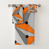 Abstract geometrisch patroon - oranje en grijs. bad handdoek (Insitu)