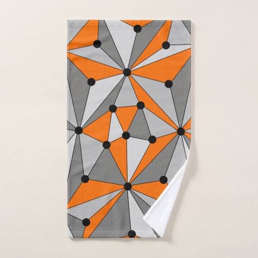 Abstract geometrisch patroon - oranje en grijs. bad handdoek (Handdoek)