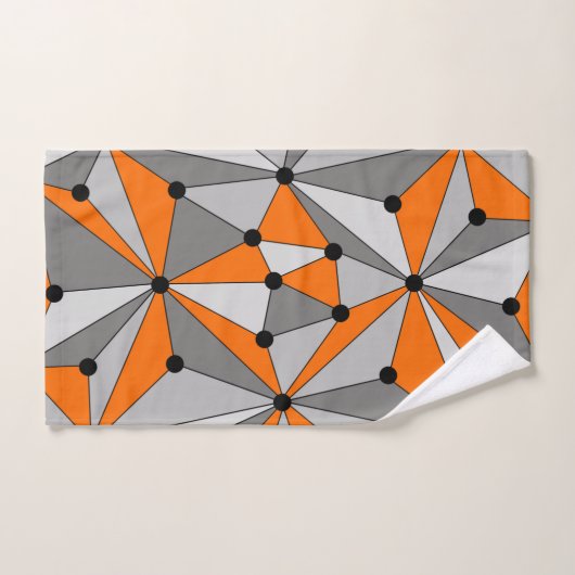 Abstract geometrisch patroon - oranje en grijs. bad handdoek (Handdoek)