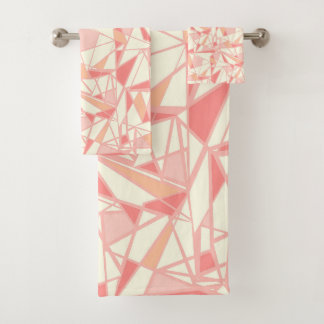Abstract geometrisch patroon roze beige bad handdoek
