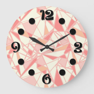 Abstract geometrisch patroon roze beige grote klok