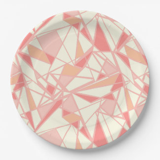 Abstract geometrisch patroon roze beige papieren bordje
