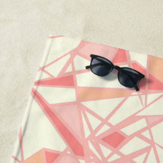Abstract geometrisch patroon roze beige strandlaken