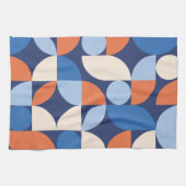 Abstract geometrisch patroon Sinaasappel blauw Theedoek (Horizontaal)
