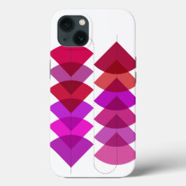Abstract geometrisch patroon vormt roze paarse iPhone 13 hoesje