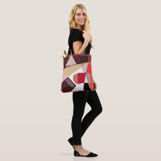 Abstract geometrisch patroon, zijden sjaal desi draagtas (Op model)