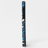 abstract, geometrisch, patroon-, zwart- en blauwe  Case-Mate iPhone case (Achterkant/links)