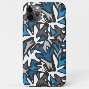abstract, geometrisch, patroon-, zwart- en blauwe iPhone 11 pro max hoesje