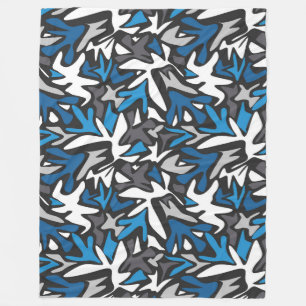 abstract, geometrisch, patroon-, zwart- en blauwe fleece deken