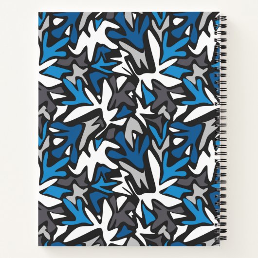abstract, geometrisch, patroon-, zwart- en blauwe notitieboek (Achterkant)